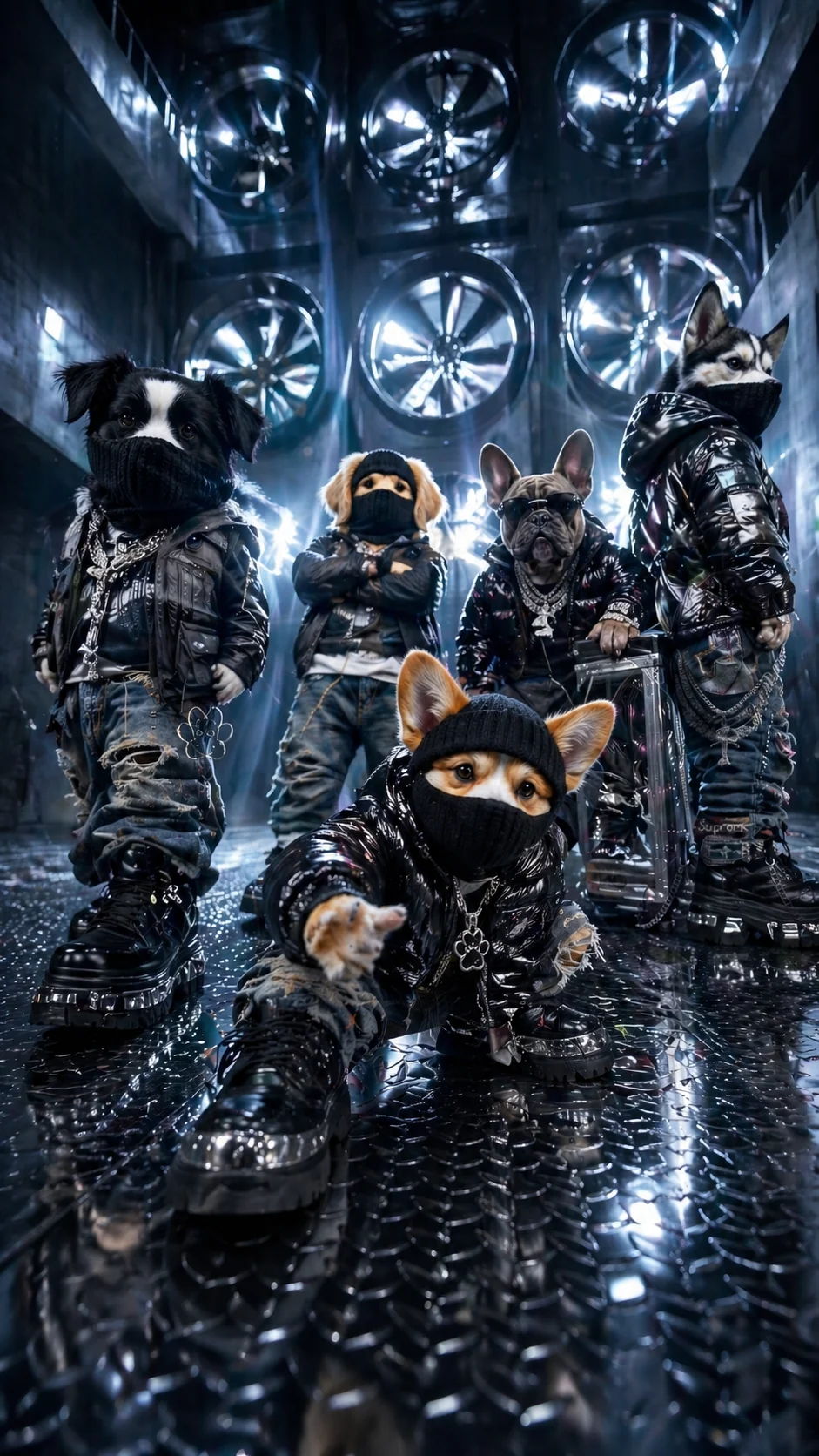 Groovypawz pack in an industrial after-hours set